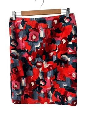 Anthropologie Vanessa Virginia Abstract Floral Print Courdoroy Pencil Skirt
